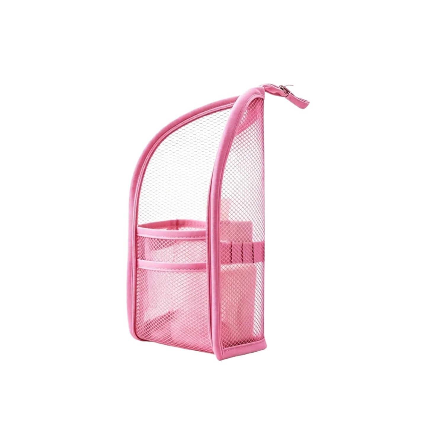LUOBEIYAOHL Standing Toiletry Bag Stand up Makeup Brush Holder for Travel, Pink, Cosmetic Case