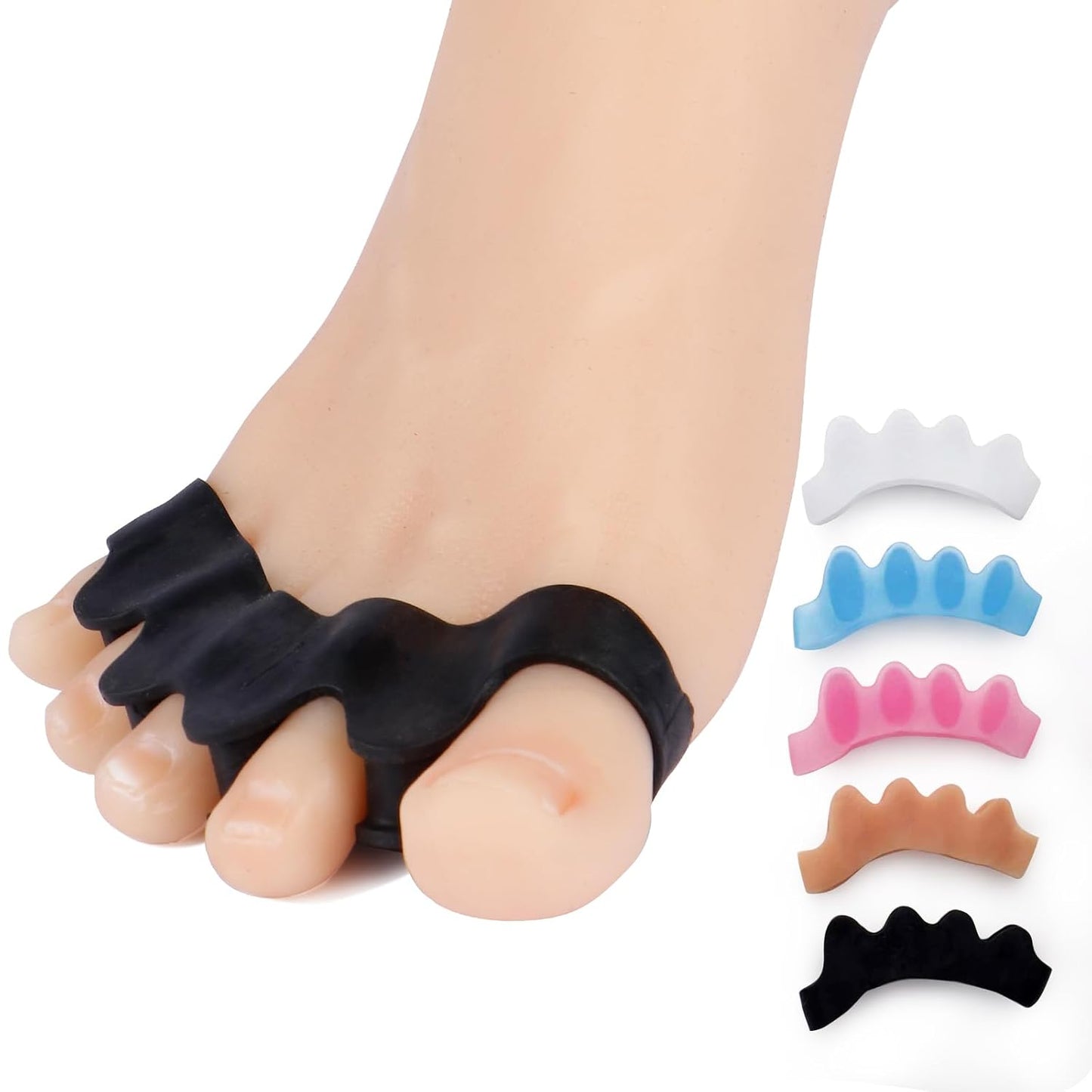 ActiveFlow Blue Toe Spacers - Bunion Corrector & Hammer Toe Straightener | Gel Toe Separators for Running & Yoga (2 Pairs)