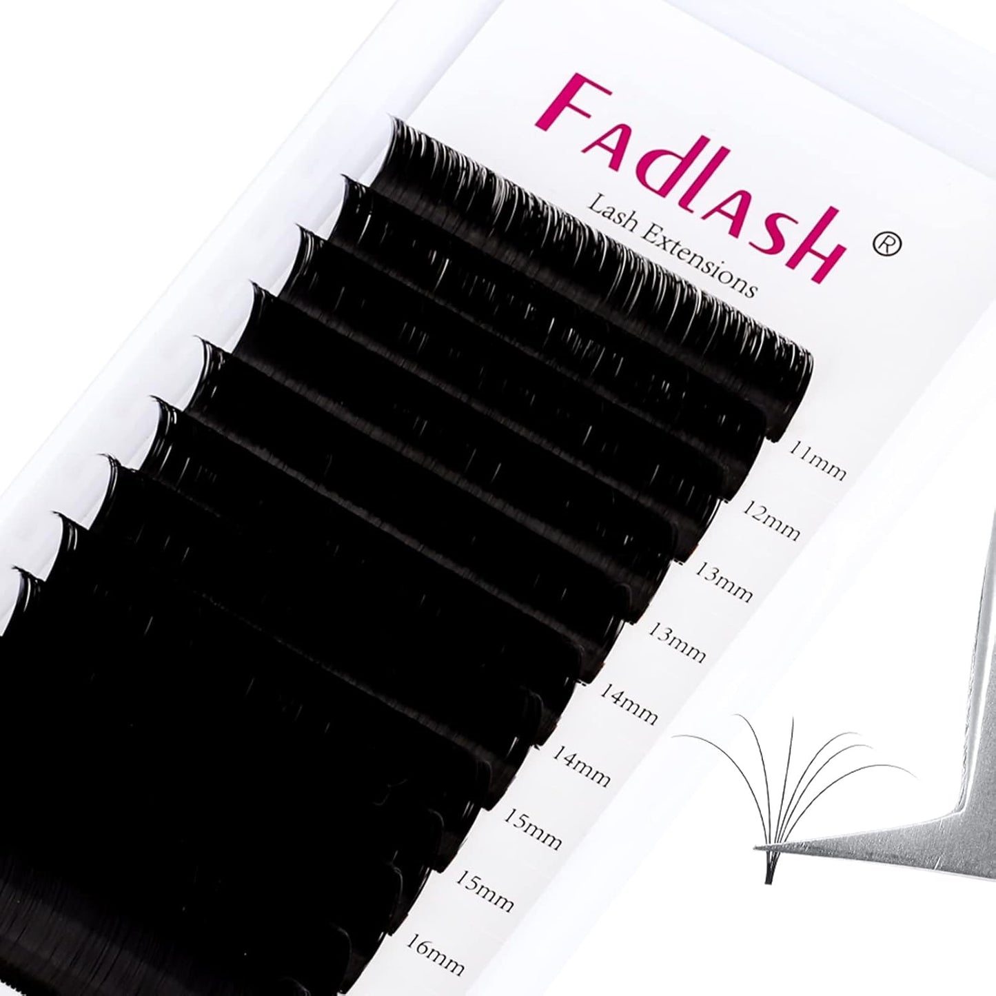 Easy Fan Lash Extensions - D Curl 0.07 Volume Mixed Trays | Soft Individual Lashes 8-14mm