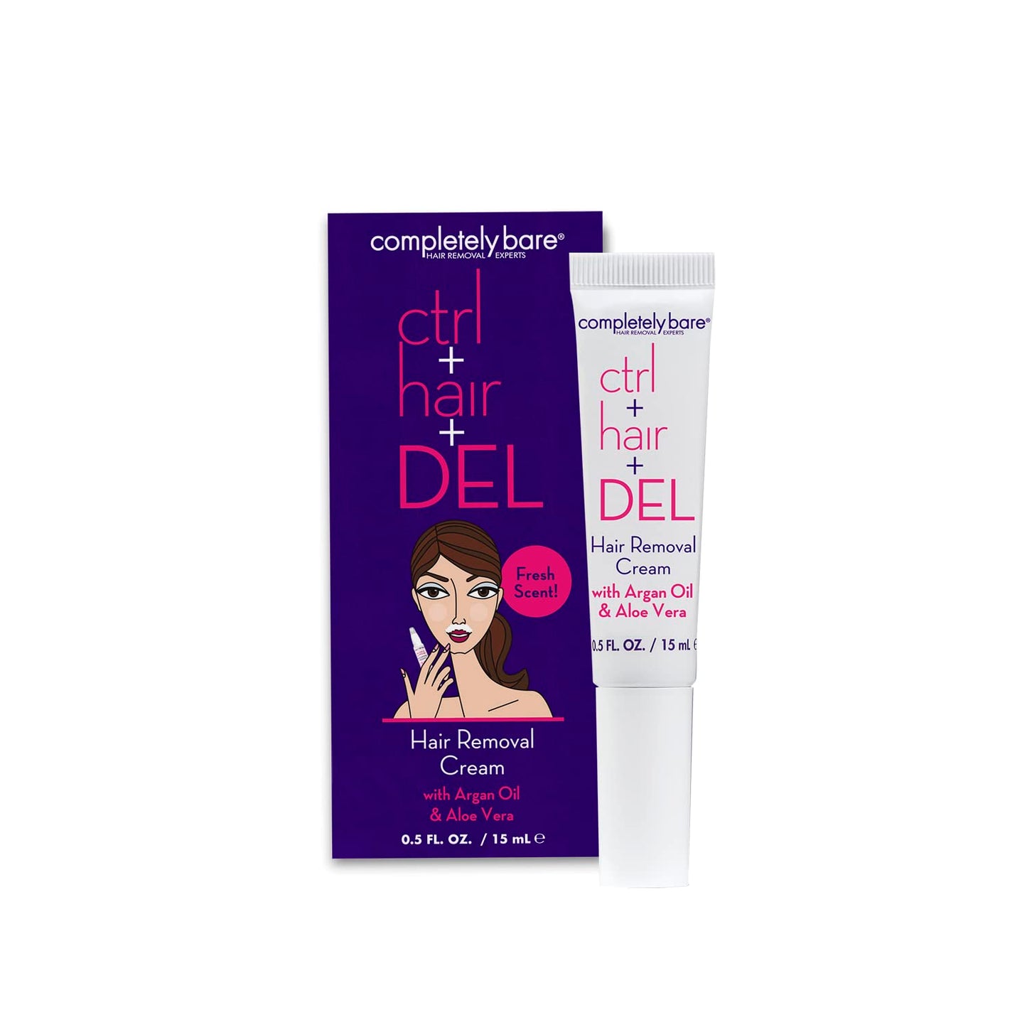completely bare ctrl+hair+DEL | Targeted Hair Removal Cream | Argan Oil | Aloe Vera | Precise Applicator | .5 FL OZ