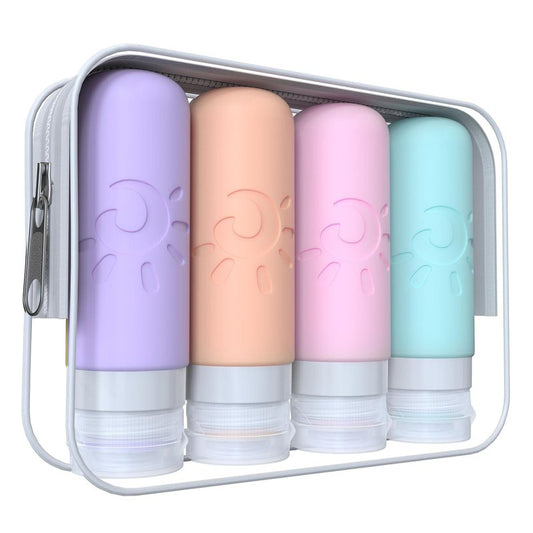 Travel Bottles for Toiletries - TSA Approved 3oz Leak Proof Containers | Refillable Liquid Travel Accessories for Shampoo, Conditioner, Lotion, Body Wash (Multicolored)