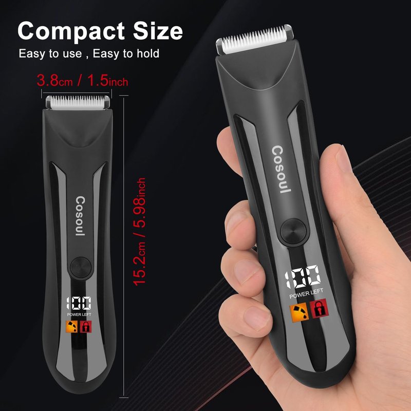 COSOUL Body Hair Trimmer for Men Ball Trimmer Body Groomer Professional Pubic Electric Groin Hair Shaver Mens Grooming Intimate Personal Pube Private Area Cordless