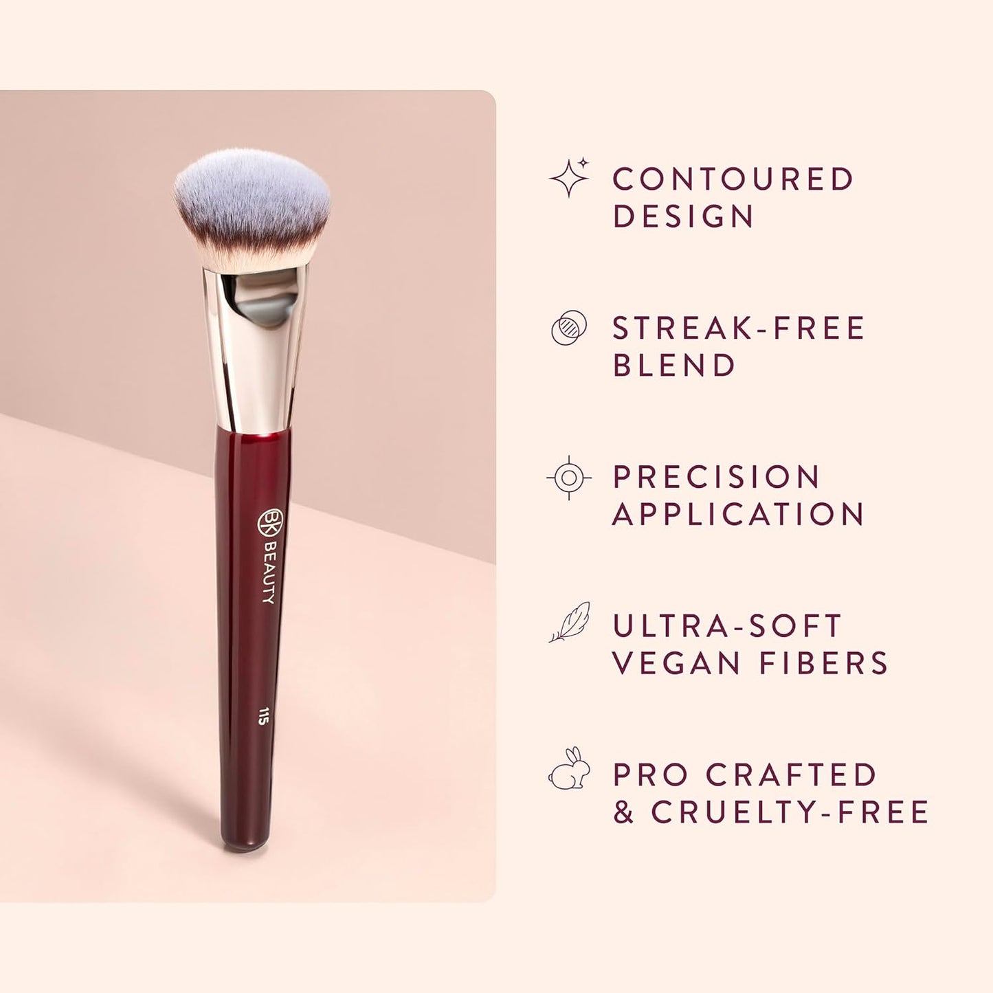 BK Beauty Medium Contoured Foundation Brush - Perfect for Liquid Makeup | Flawless Application & Blendability