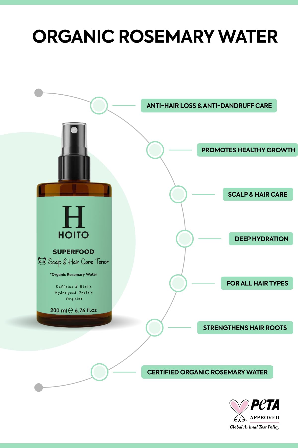Hoito Hair & Scalp Tonic with Organic Rosemary Water, 200 ml
