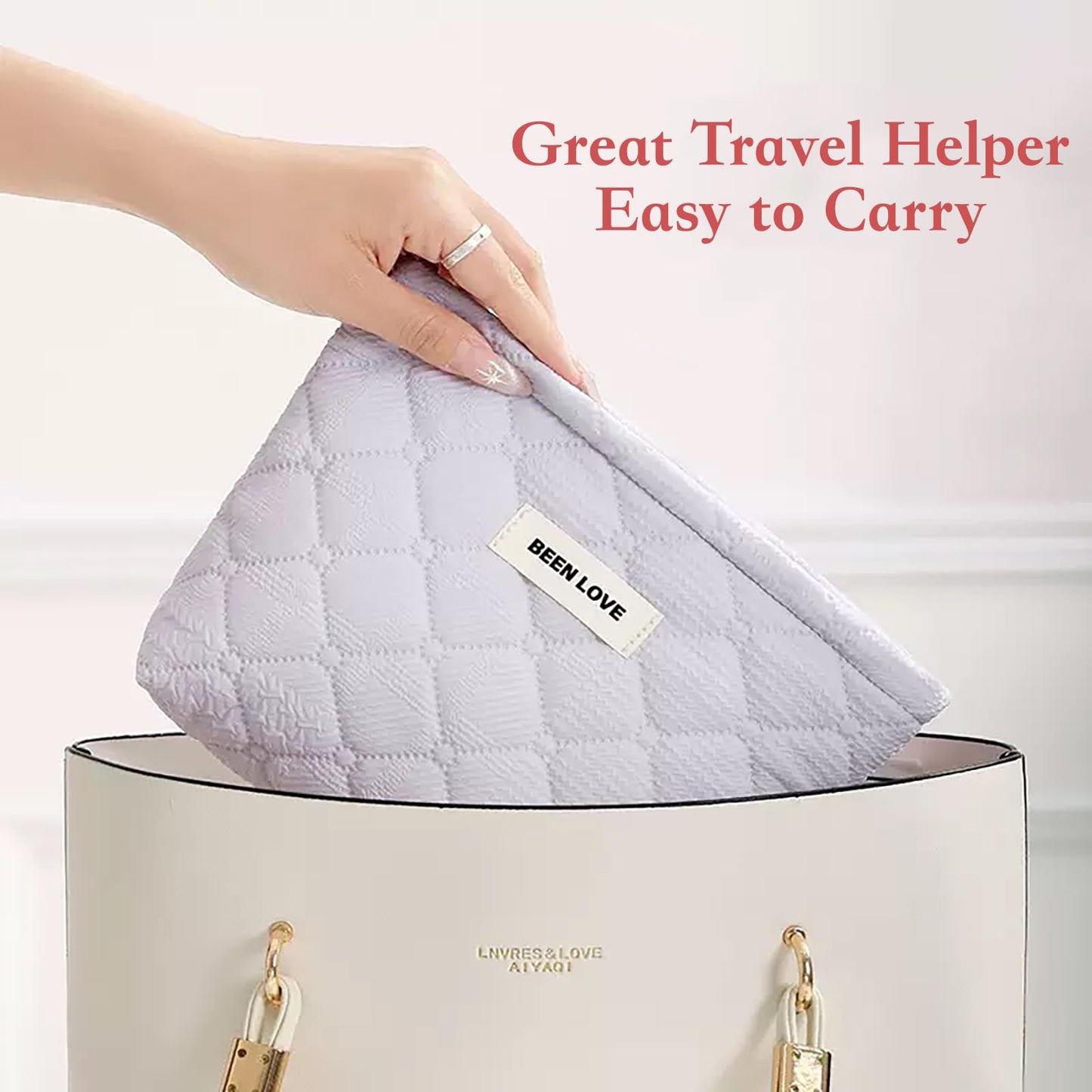Duleylv Small Makeup Bag for Purse Portable Cosmetic Pouch Makeup Organizer Bag Small Makeup Pouch with Zipper for Women Purple