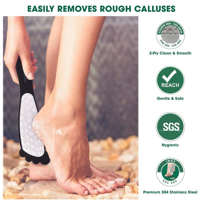 Hotosu 2 Sided Foot File Callus Remover Stainless Steel for Wet & Dry Skin – Professional Cheese Grater for Feet & Foot Rasp for Smooth Feet, Pedicure Tools for Feet, Gentle Foot Care at Home (Black)