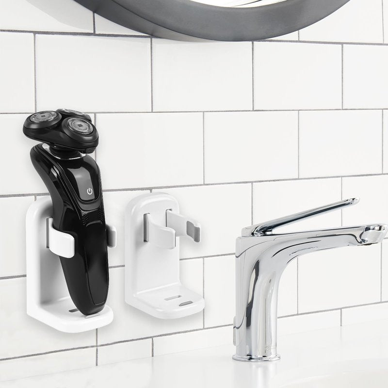 Electric 2 Pack Razor Holder Wall Mount, Self Adhesive No Drilling, Shaver Storage Organizer for Bathroom Shower, Compatible with Philips Norelco Shaver 2400, Series 7000 (White)