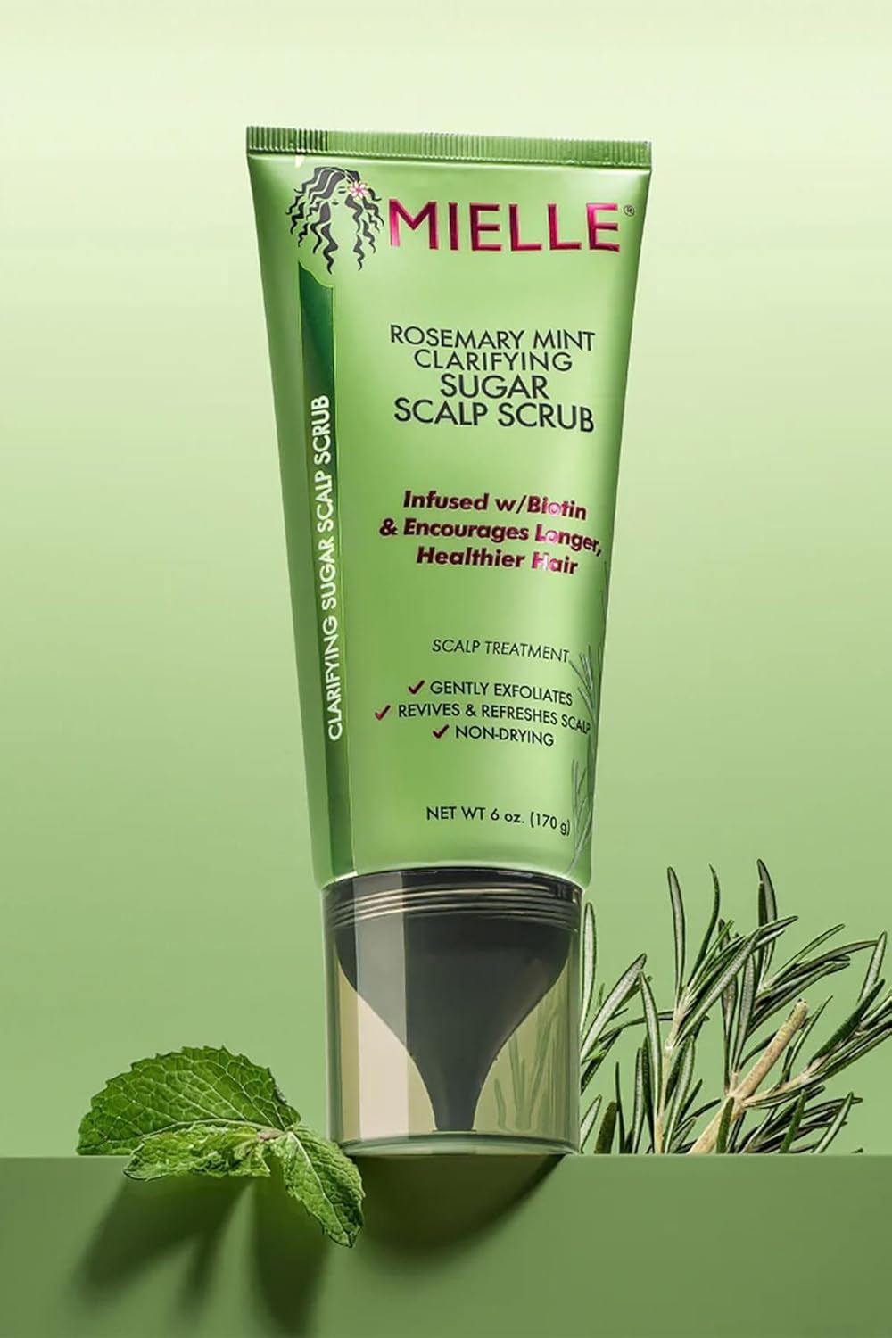 Mielle Organics Rosemary & Mint Scalp Scrub - Gentle Exfoliating Pre-Shampoo Treatment for Dry Scalp | Biotin-Infused, 6 Fl Oz