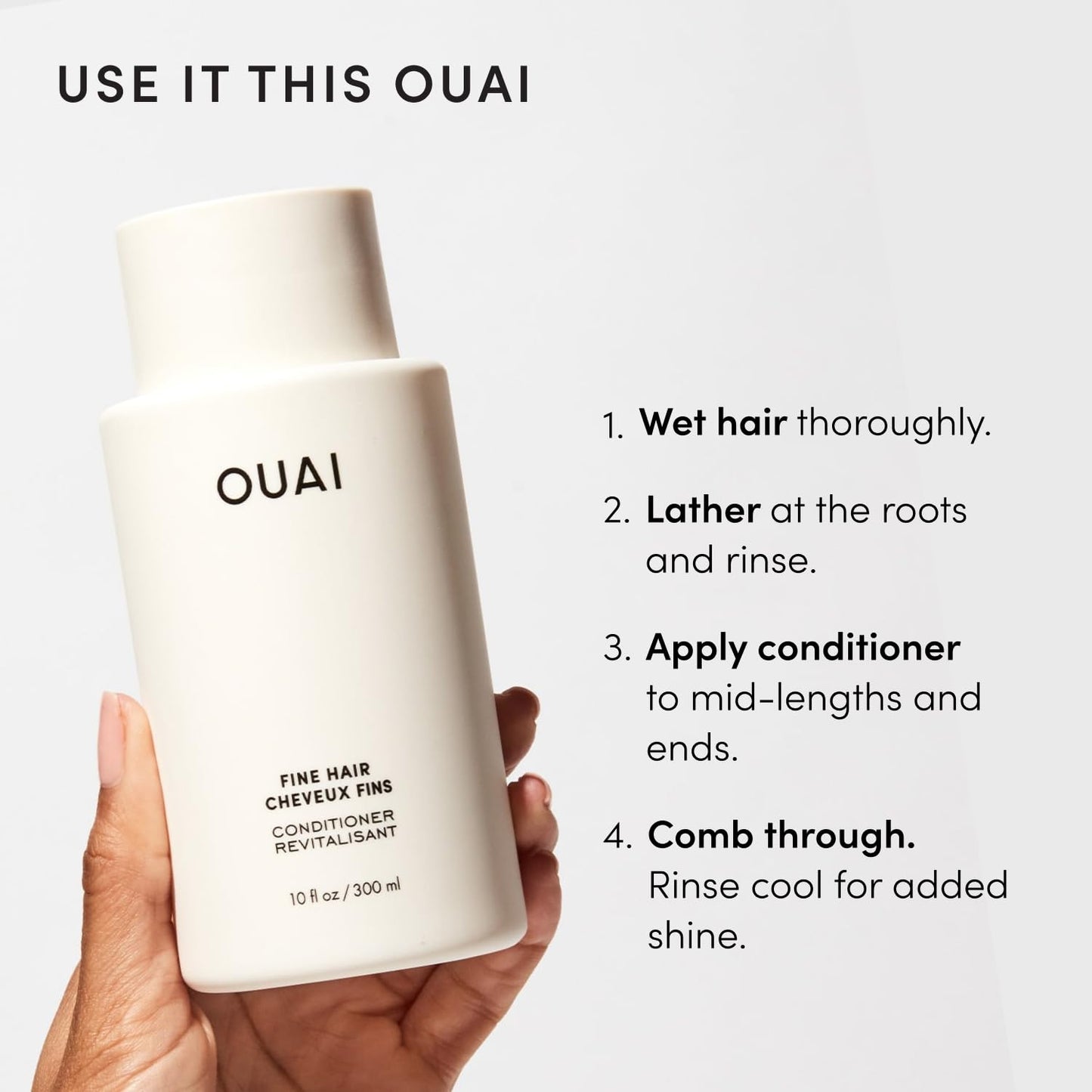 OUAI Fine Shampoo & Conditioner Set - Sulfate-Free Hair Care with Keratin & Shea Butter | 10 Fl Oz