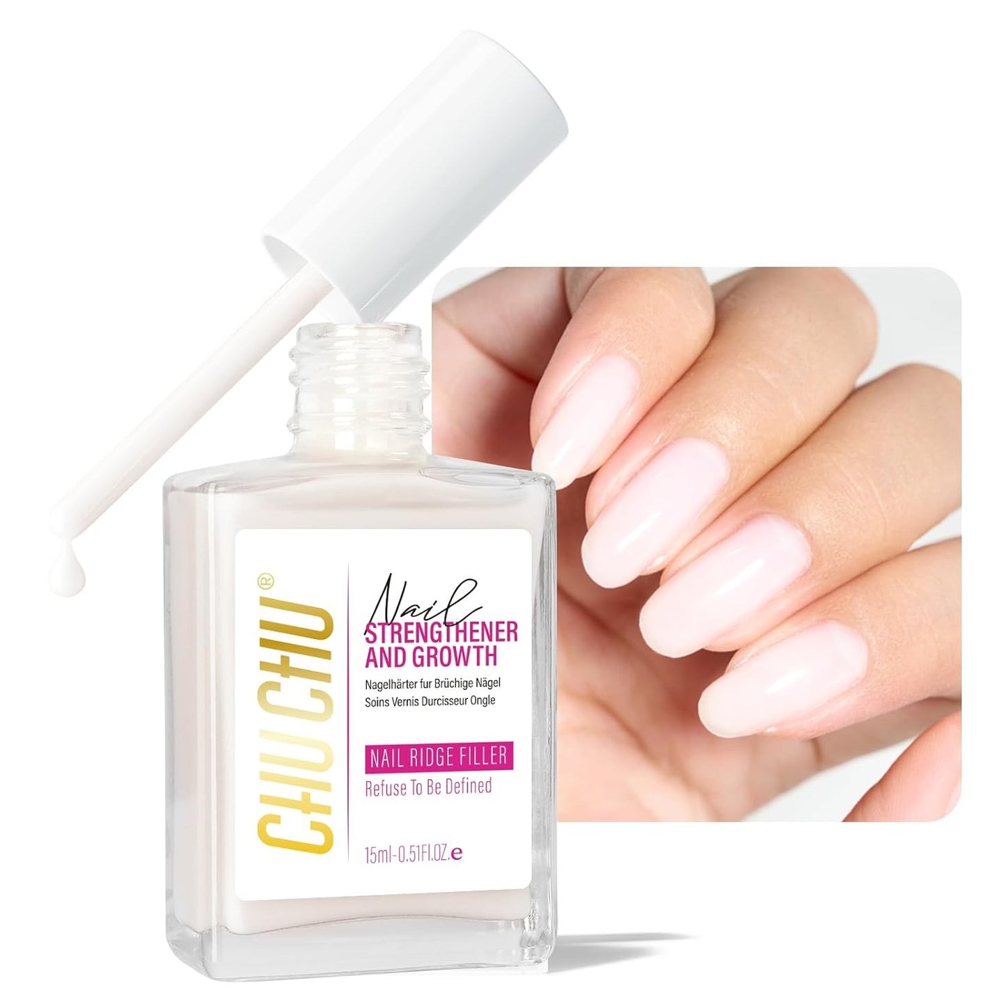 Nail Repair - 8 in 1 Dusty Rose Nail Hardener & Strengthener | Protein Ridge Filler for Weak Nails, 15ml