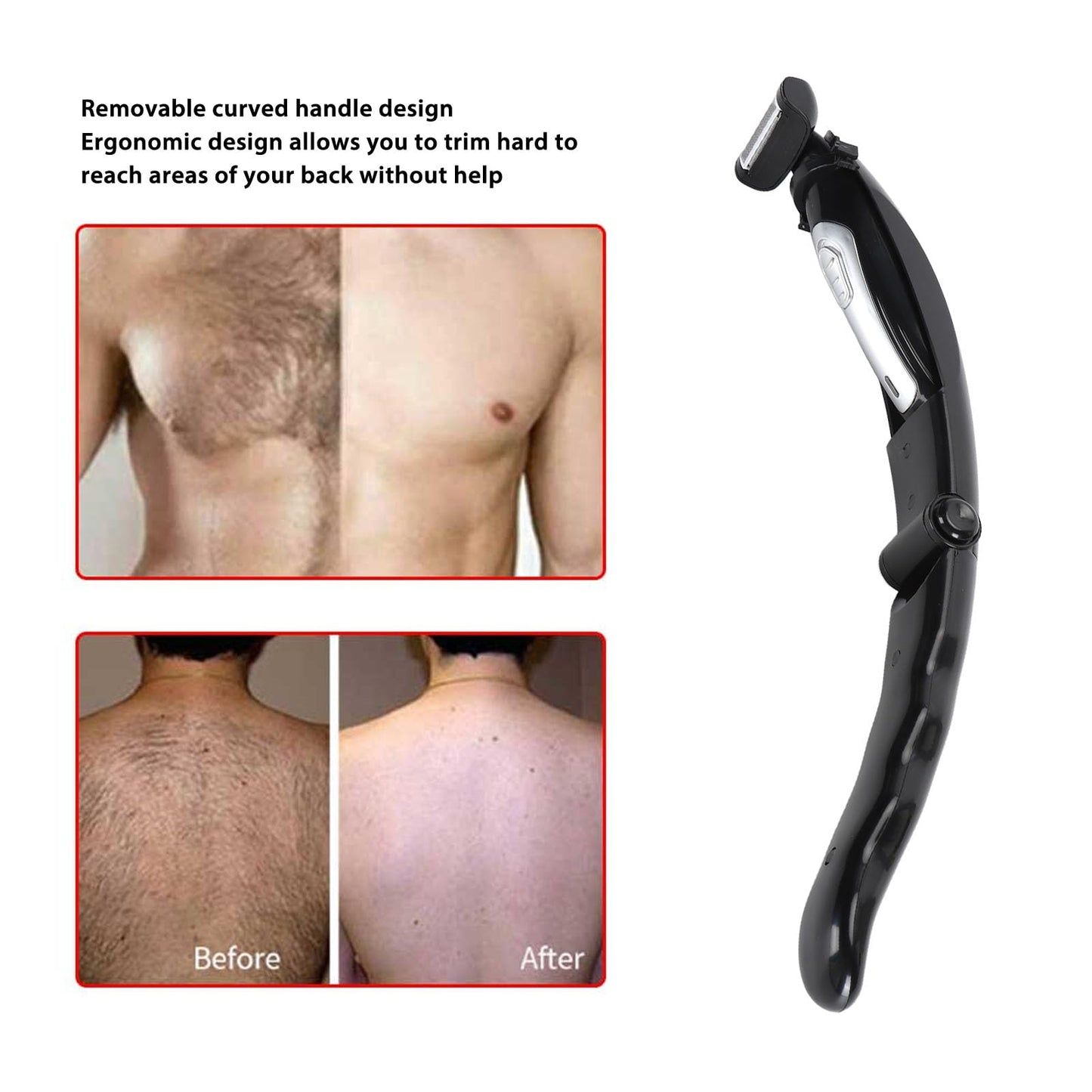 Back Shavers for Men,Non-Slip Back Hair Removal and Body Shaver,Extra-Long Detachable Handle Body Hair Trimmer ith Safety Blade,Wet or Dry Shaving