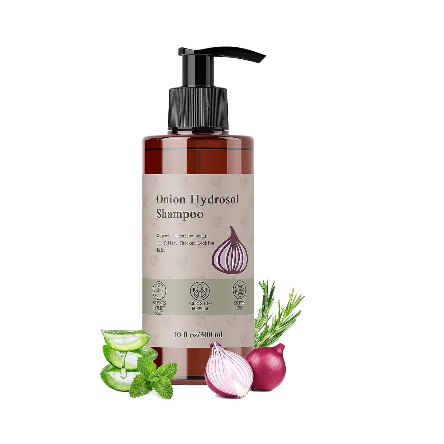 Onion Hydrosol Shampoo for Hair Growth - Biotin & Rosemary | Thicker, Fuller Hair (1pc)