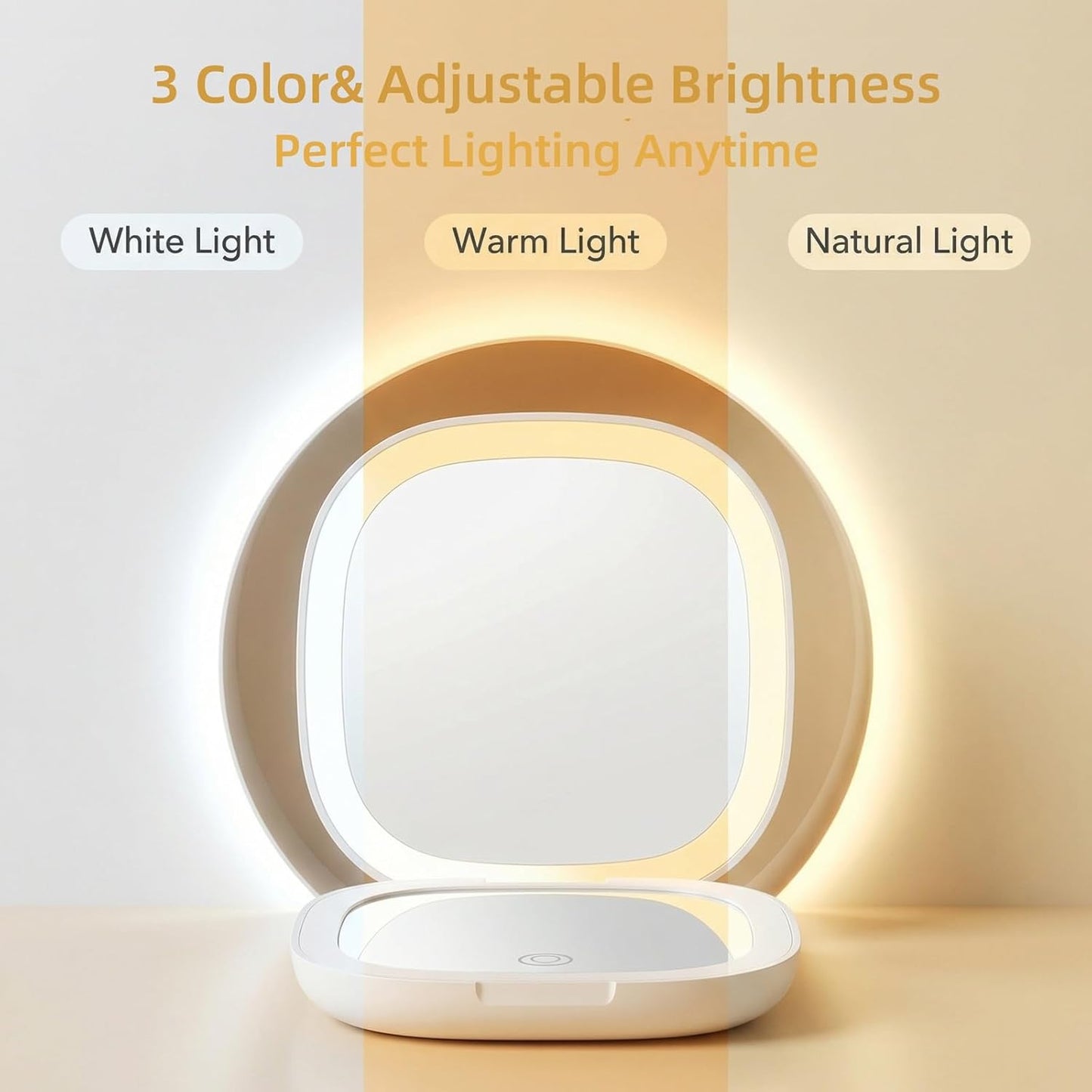 Compact LED Travel Magnifying Makeup Mirror - 1X/10X Rechargeable 4-Inch Lighted Mirror | Dimmable & Portable for Purses