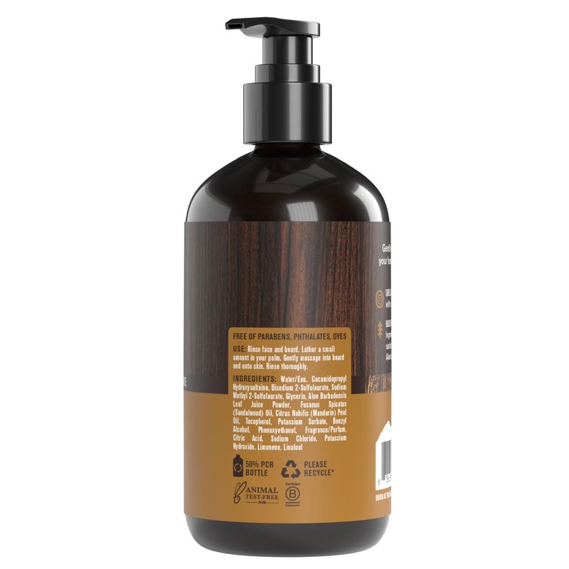 Every Man Jack Beard + Face Wash - Sandalwood Scent - Gently cleanse skin and soften beard - Made with Glycerin and Aloe - 6.7 fl. oz (2 Pack)