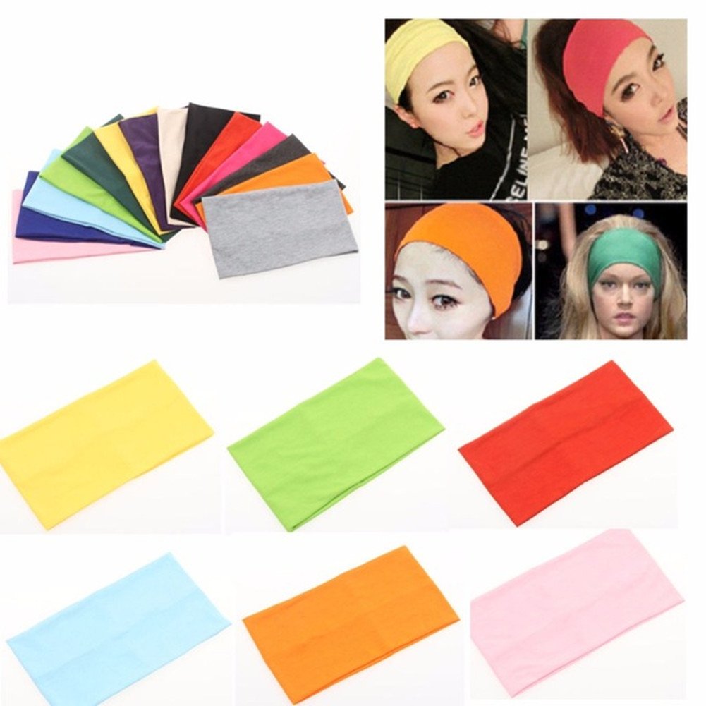 Wide 5-Inch Stretchy Athletic Bandana Headbands - Pack of 12 in Candy Colors | Perfect for Sports & Fashion