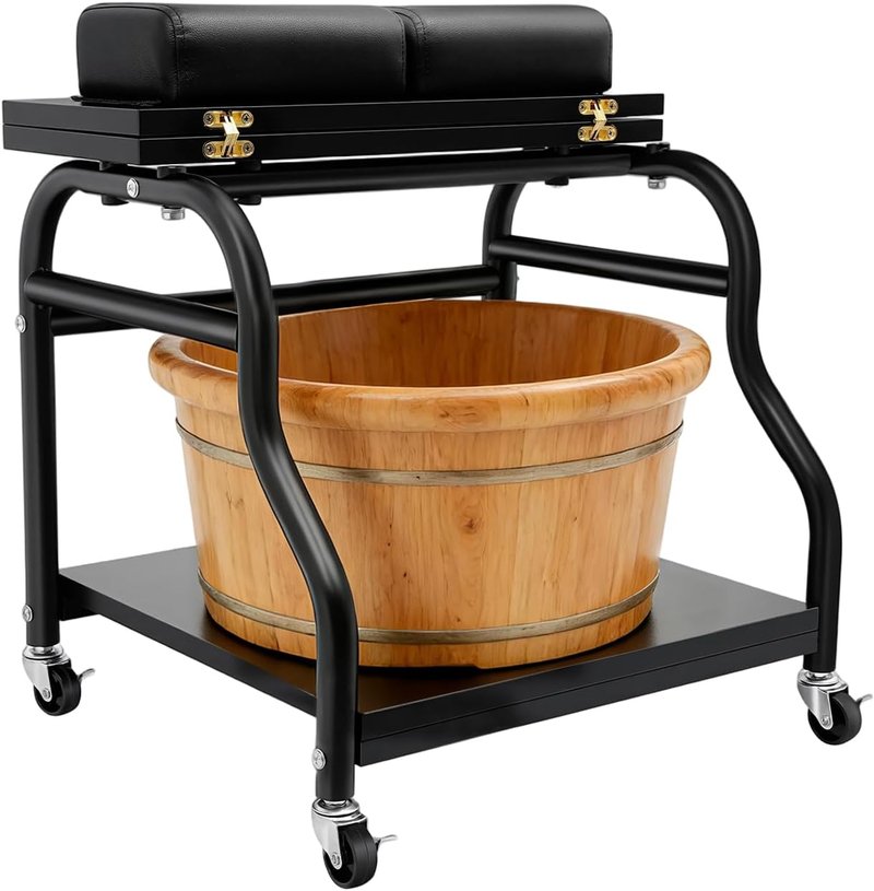 Pedicure Foot Bath Trolley Cart - Portable Esthetician Stand for Nail Tech | Spa & Massage Station with Wheels