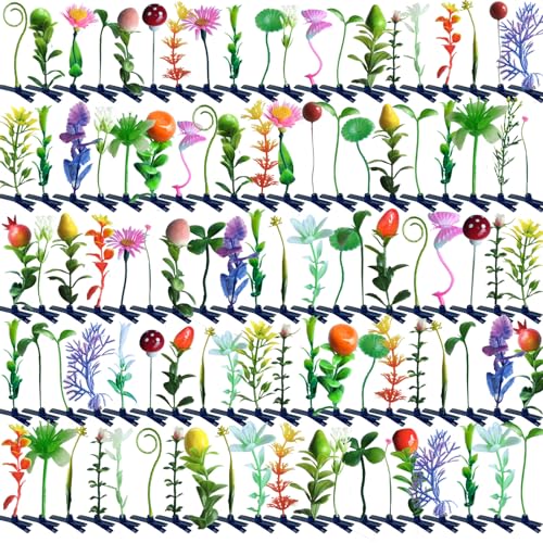100 Pcs Cute Sprout Hair Clips - Assorted Plant & Flower Barrettes