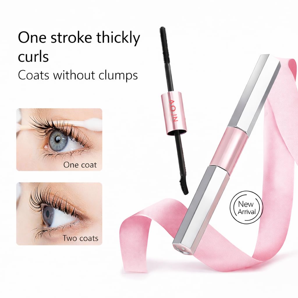 Dual-Ended Metal Mascara | Volumizing & Lengthening Waterproof Formula for Dramatic Black Lashes - Long-Lasting, No Flaking, No Clumping