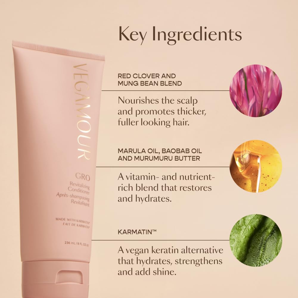 Revitalize Thinning Hair with VEGAMOUR GRO Conditioner - Smooth, Strengthen & Shine | Vegan, Cruelty-Free, Color Safe