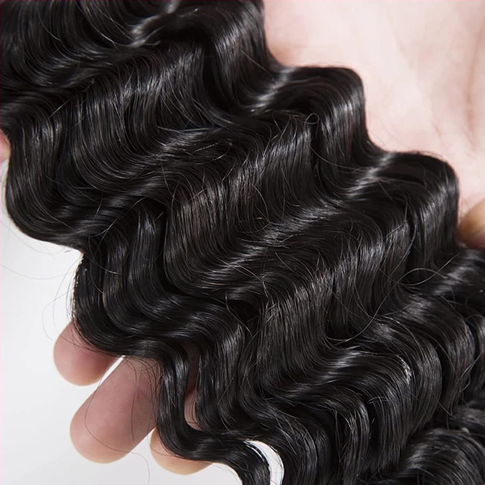 Deep Wave Bundles Deep Wave Human Hair Bundles Color 1b Black Bundle Human Hair Curly Wet And Wavy Bundle 18 20 22 Inch 150g