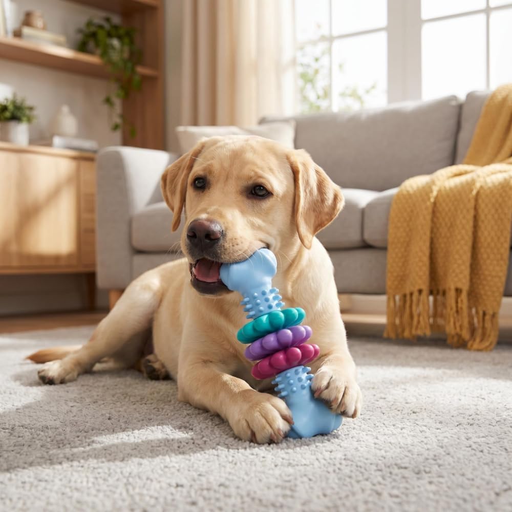 Chew Bone for Aggressive Chewers - Durable Thermoplastic Rubber Dog Toy for Dental Health | Medium Size