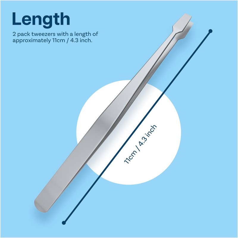 MMOBIEL 2 Pcs Stainless Steel Stamp Tweezers Tongs Flat Wide Tip Precision Philately Tweezers for Stamps, Documents, Photo Development, etc.