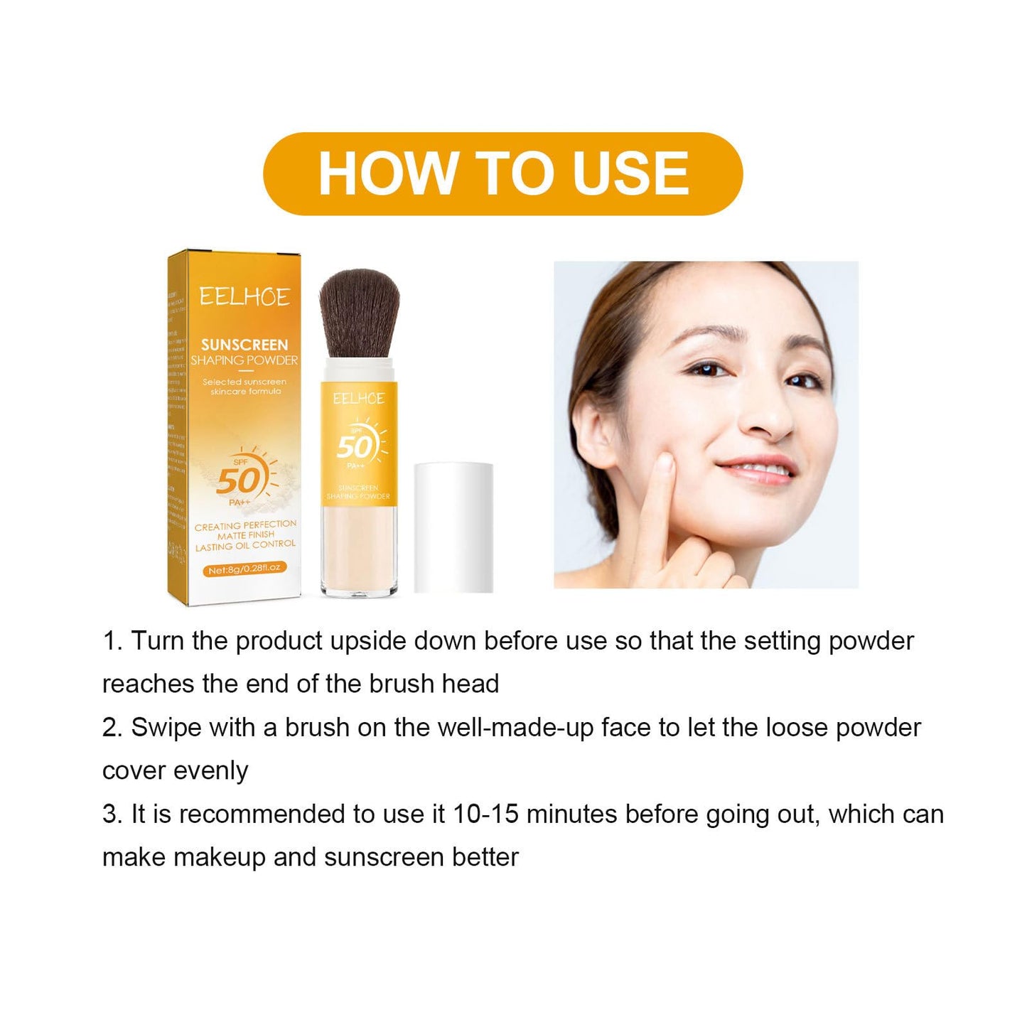 Dulele 2PCS Sunscreen Setting Powder,Mineral Matte Finish Loose Face Powder, SPF 50, Natural, Translucent, Oil Control, Minimizes Fine Lines & Pores