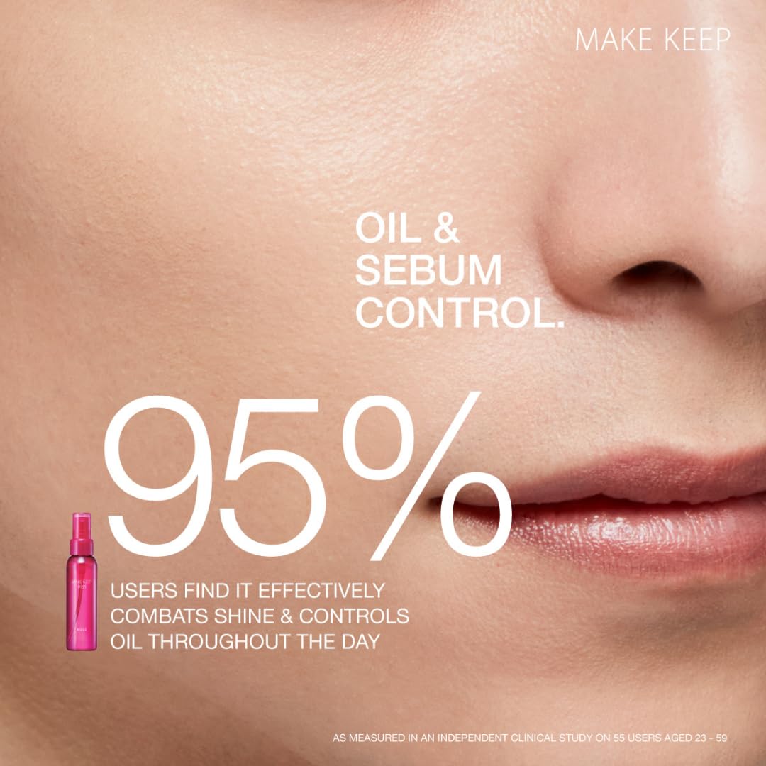 Kose Make Keep Mist EX, Bi-Layer Makeup Setting Spray, Sweat-Resistant Hydrating Face Mist with Cica, Collagen and Hyaluronic Acid, 2.7 fl oz