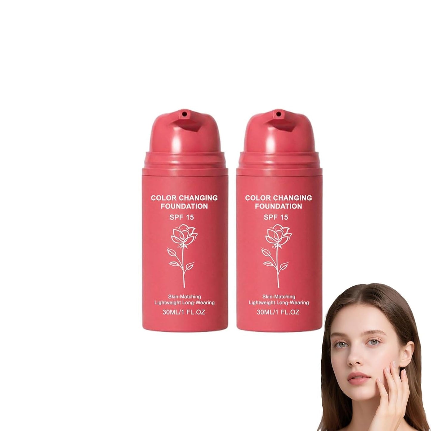 Korean Color Changing Foundation - Hydrating Makeup for Mature Skin | Conceals Fine Lines & Wrinkles (2PCS)