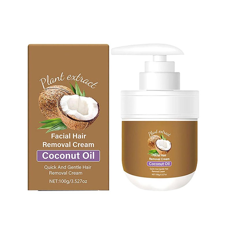 Coconut Oil Facial Hair Removal Cream for Women, Plant Extract Coconut Oil Hair Removal Cream, Painless Hair Removal, Suitable for Sensitive Skin