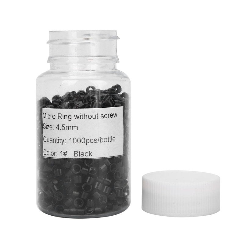 1000 Pcs Aluminum Micro Links Rings 4.5mm Lined Beads Hair Extension Tool (Black)