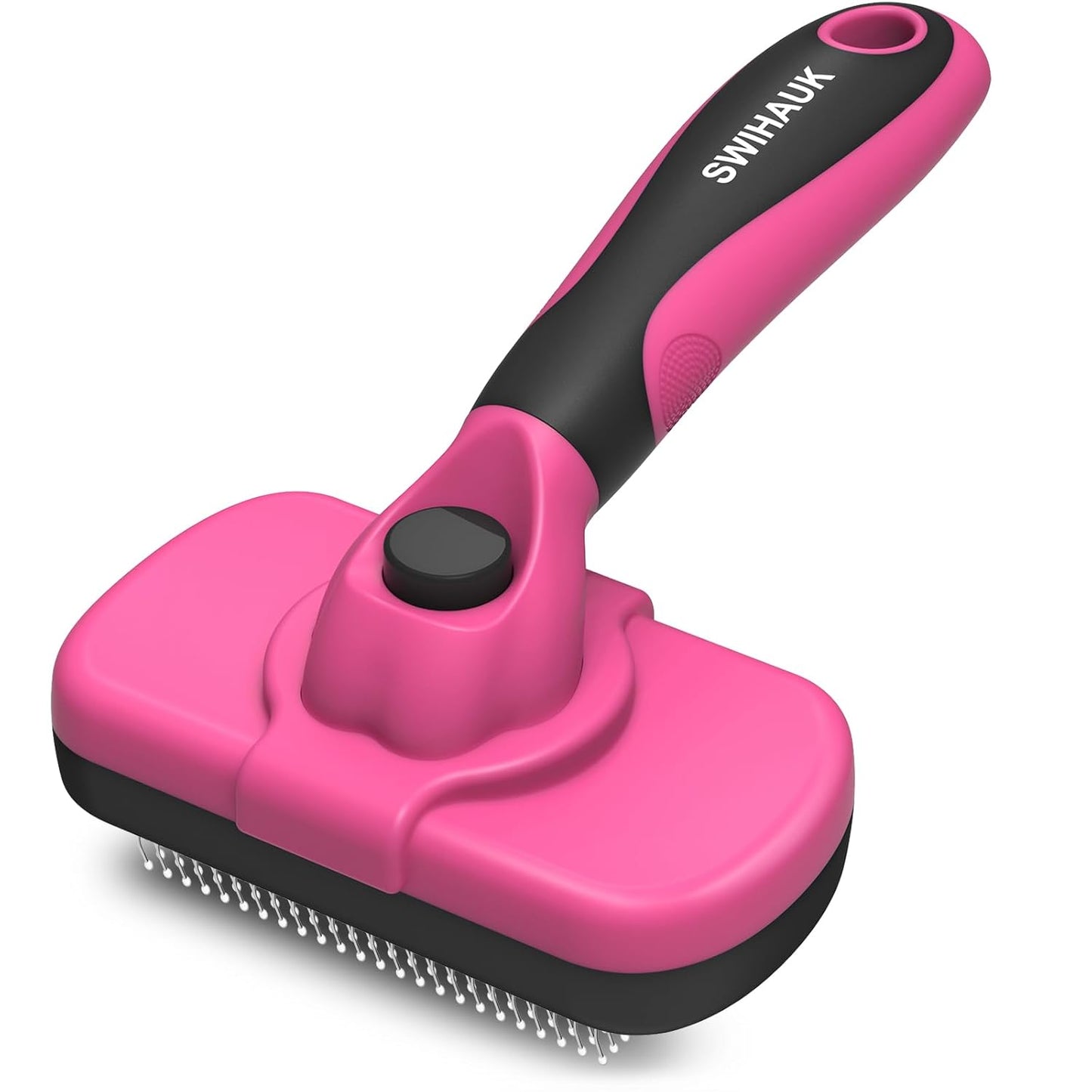 Self-Cleaning Slicker Brush for Dogs & Cats - Skin-Friendly Deshedding Grooming Tool | Black
