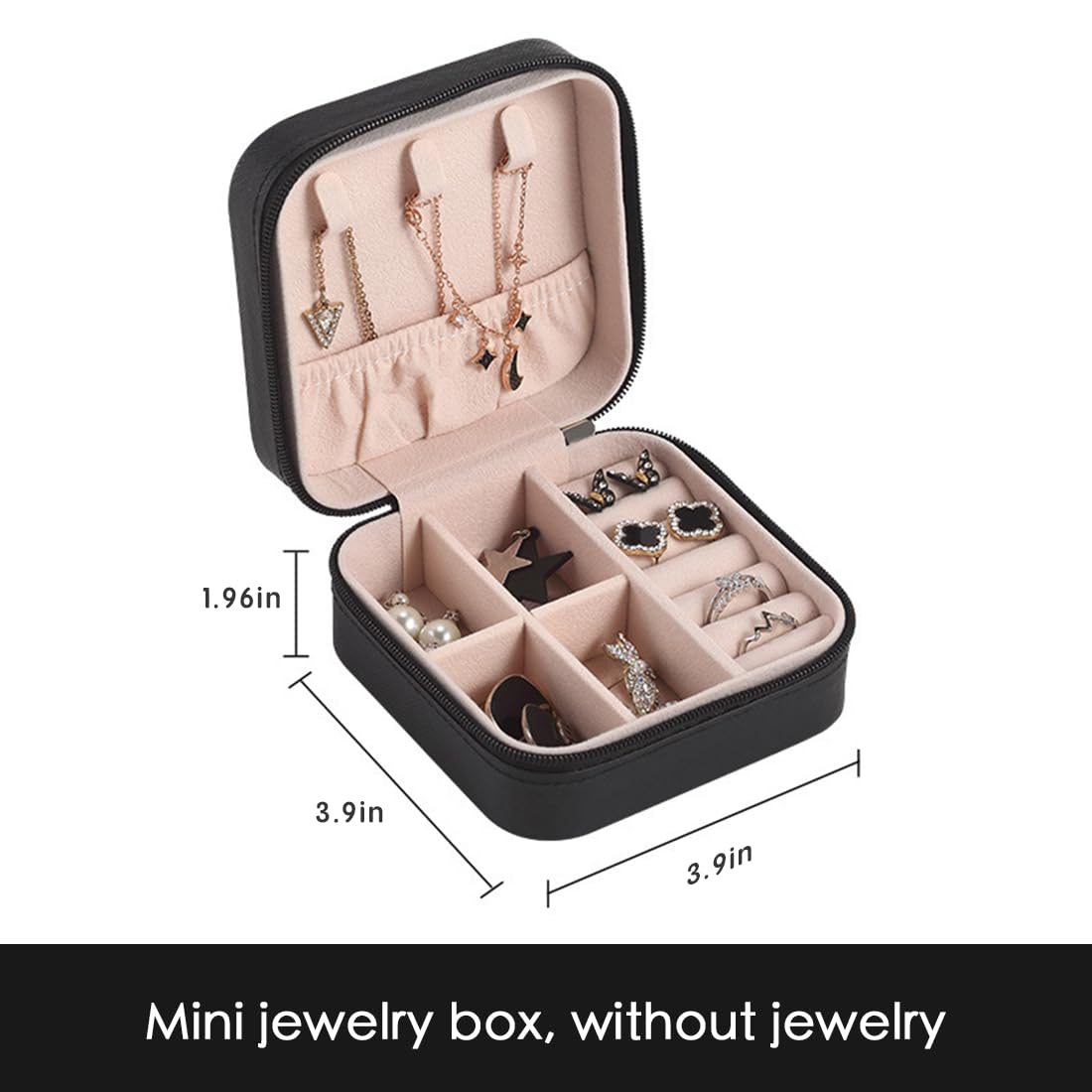 Portable Jewelry Organizer Box - Travel Storage Case for Earrings, Necklaces, Rings, Bracelets | Compact & Durable(Black)