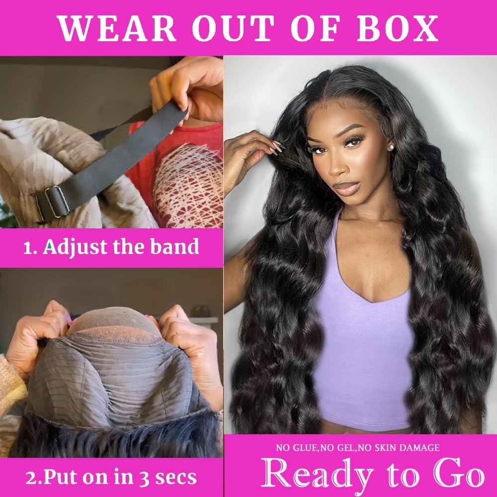 IUPin 250% Density 13x6 HD Lace Front Wigs Human Hair 28 Inch Body Wave Lace Frontal Wigs for Black Women HD Transparent Lace Wear and Go Glueless Wigs Human Hair Pre Plucked with Baby Hair