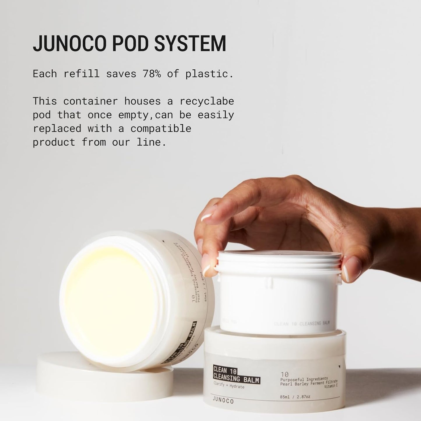 JUNO & Co. JADE Clean10 Cleansing Balm - Gentle Makeup Remover & SPF Cleanser | 2.87oz Refill