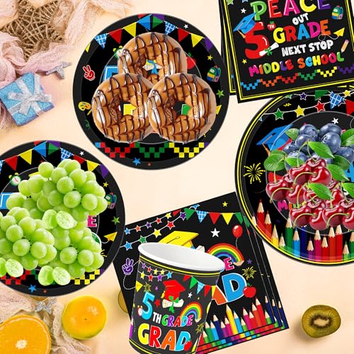 5th Grade Graduation Decorations Set for 25 Guests - 150 Pcs Tableware