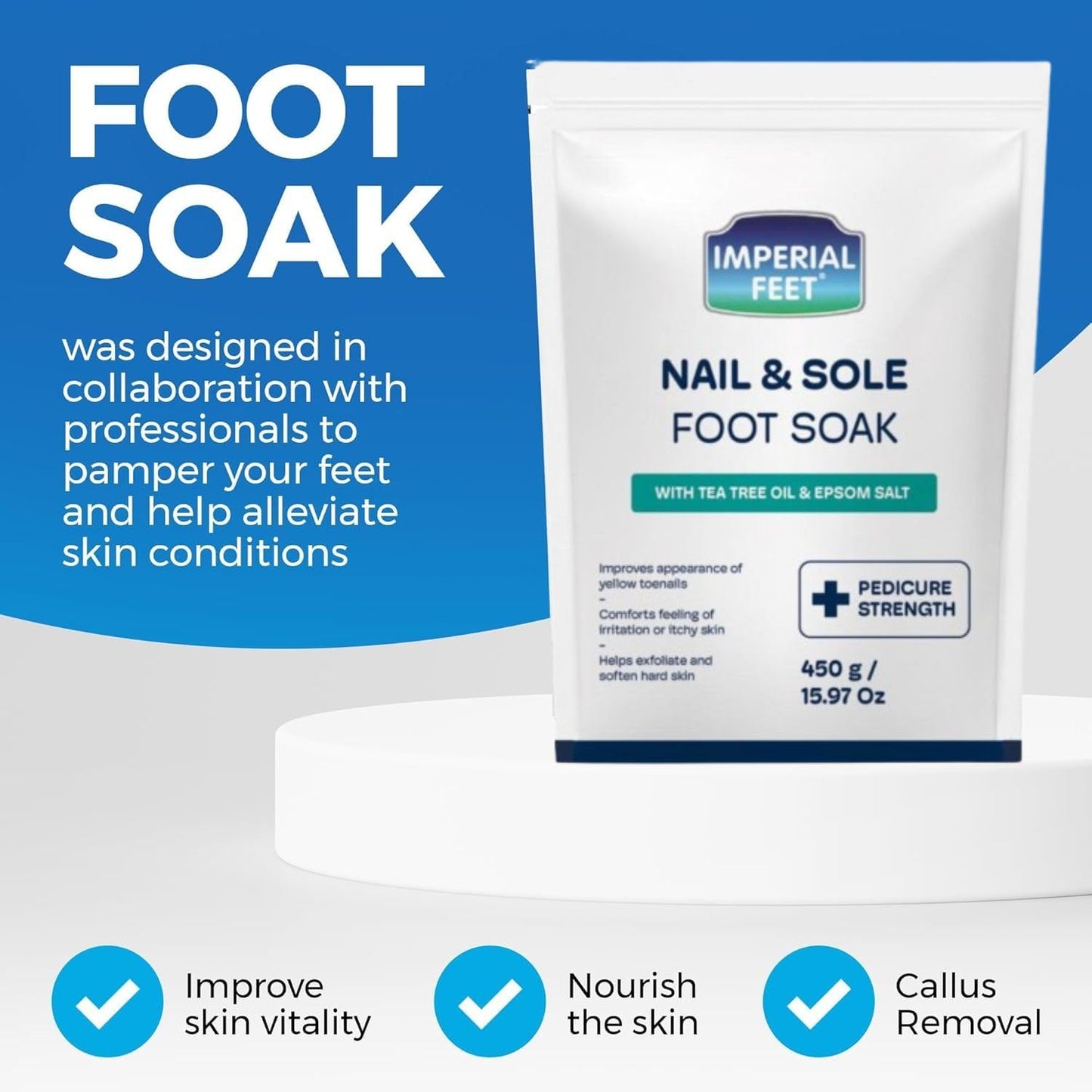Epsom Salt Foot Soak - Pedicure Grade Toenail Repair & Fungus Treatment | 16oz Tea Tree Oil
