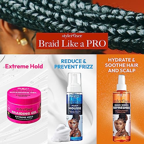 Red by Kiss Braiding Gel - Extreme Hold & High Shine for Box Braids
