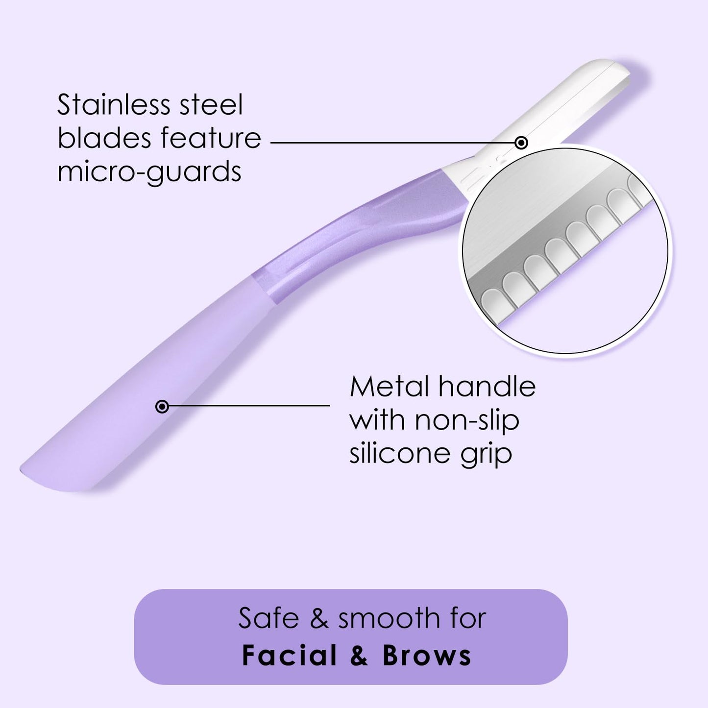 THURLADY Dermaplane Razor, Eyebrow & Face Razors for Women, Exfoliating Facial Razor with Microblades, Dermaplaner & Dermaplaning Tool for Women Face Peach Fuzz Removal, 1 Handle 10 Refills, Purple