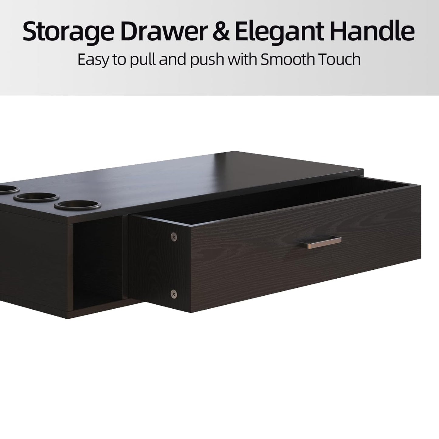 Wall Mount Salon Station - 36" Black Barber Organizer with Drawer & Shelves | 3 Dryer Holders