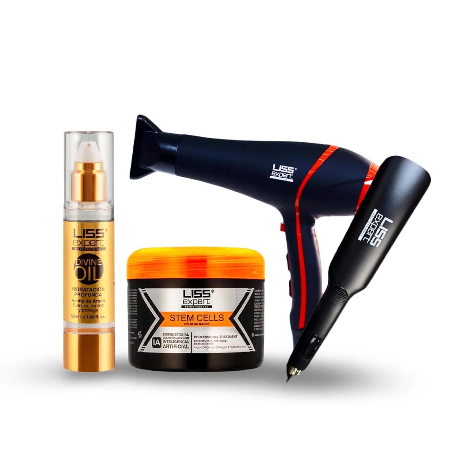 Liss Expert Hair Straightening Treatment Kit - Professional Stem Cells & Titanium Flat Iron | 8.45 oz (250 ml)