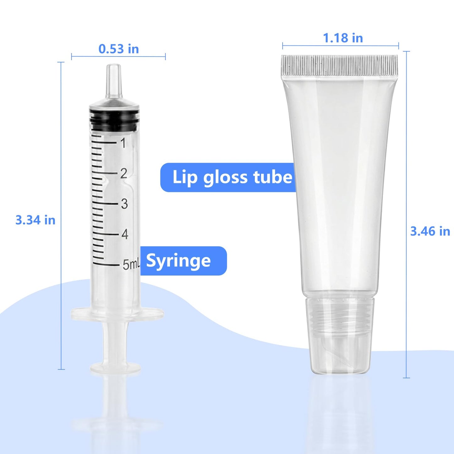 AskBed 6PCS Refillable Empty Lip Gloss Tubes 8ml, with 5ml Syringes