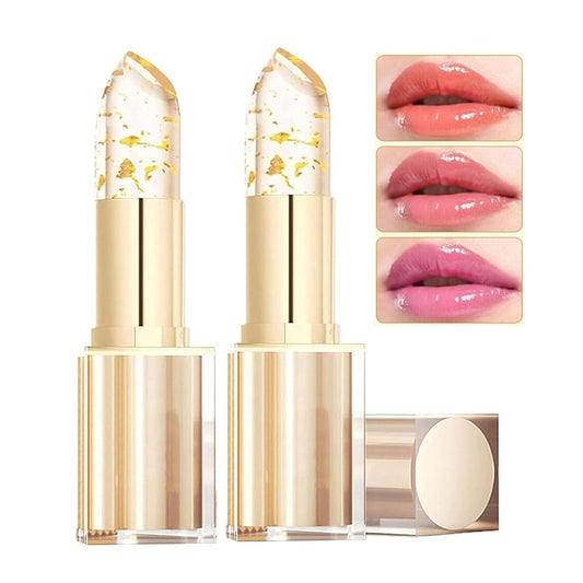Color Changing Lipstick - Gold Crystal pH Reactive Lip Balm | 24HR Transferproof Moisturizer, Perfect Gift for Women (2 Pack)