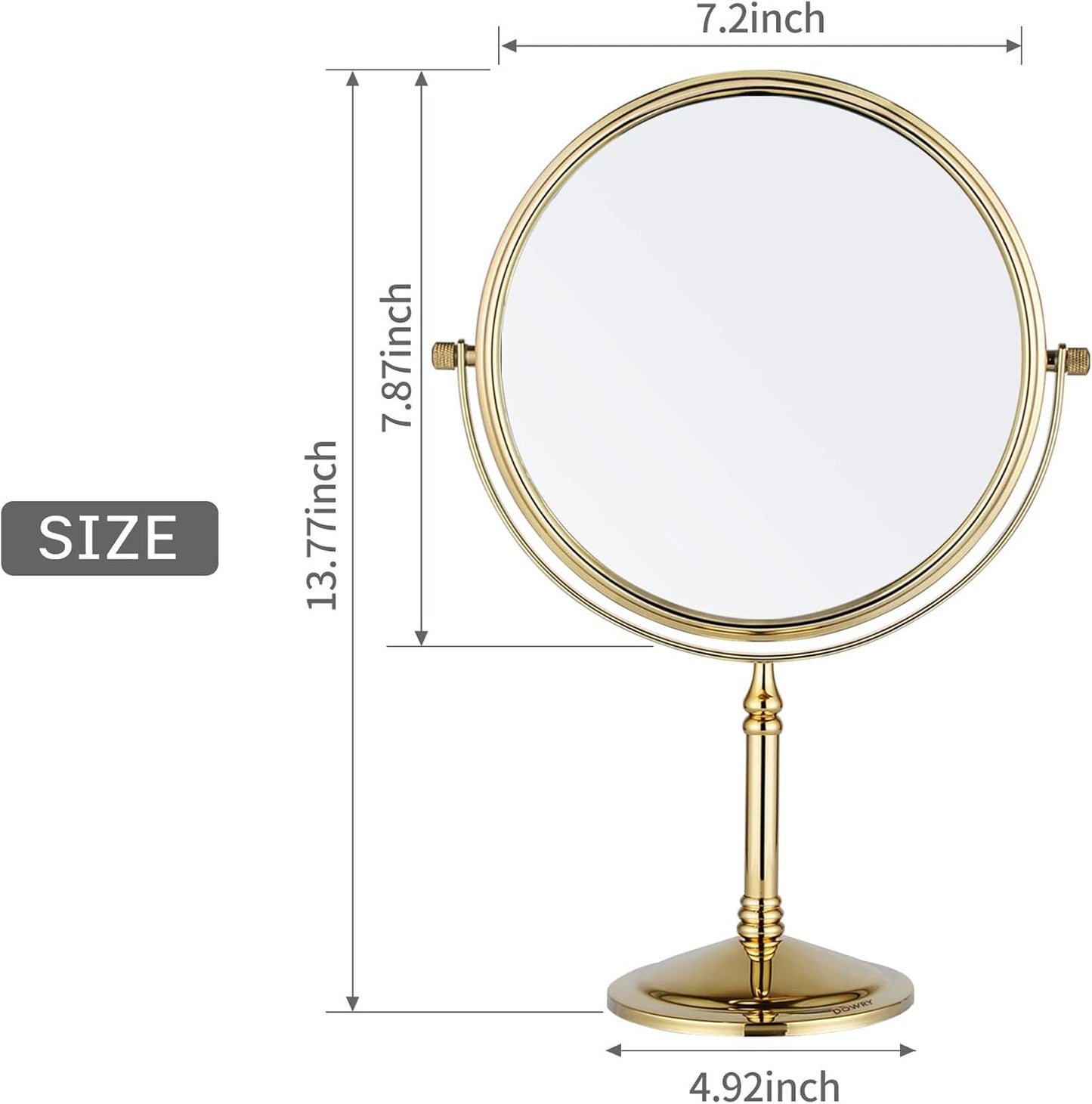 DOWRY 10x Magnification Makeup Mirror - Two-Sided Vanity Mirror | Gold Finish for Home & Gifts