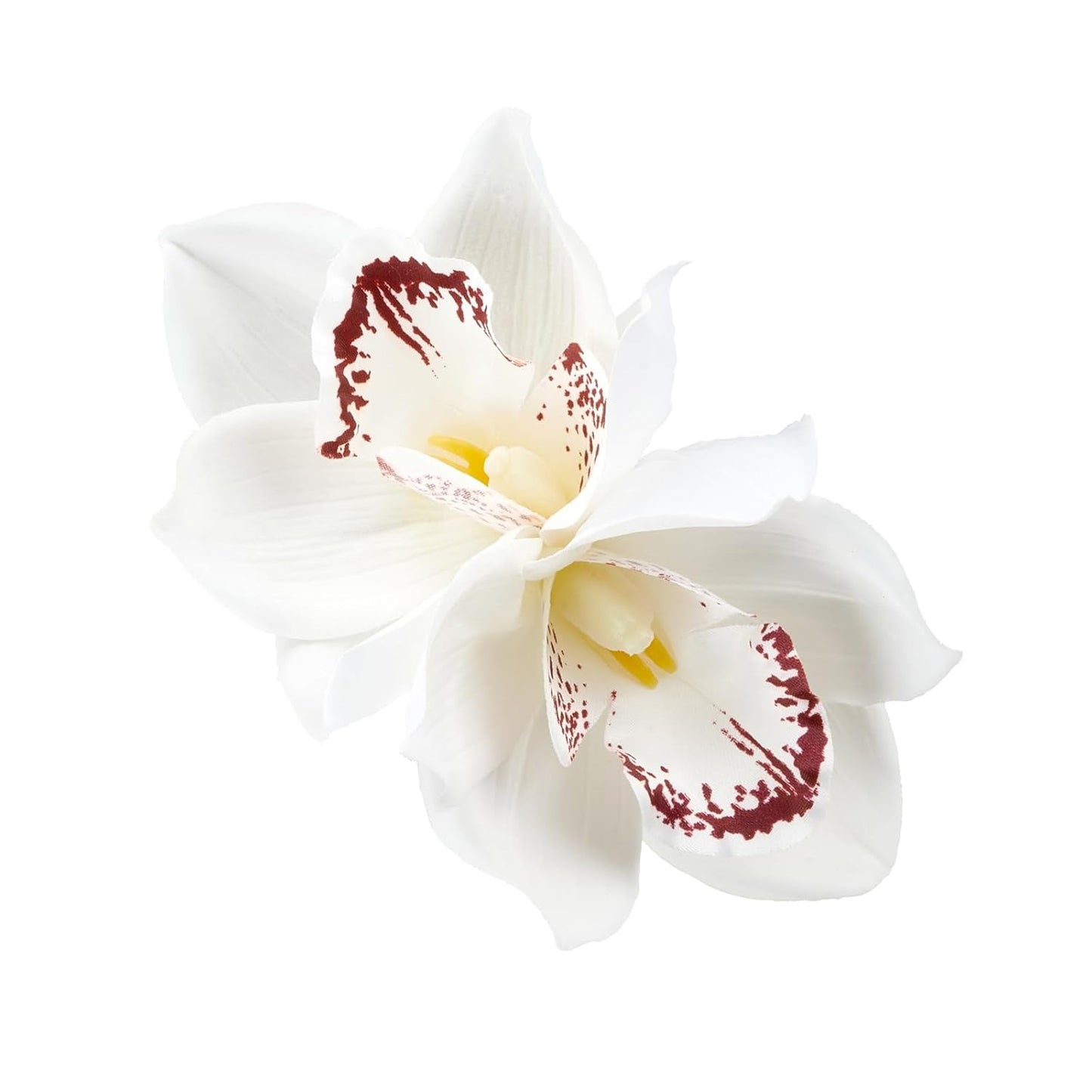 Hawaiian Flower Hair Clips - Artificial Orchid Hair Accessories for Vacation, Beach Parties & Weddings | White