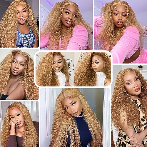 Honey Blonde #27 Deep Wave Human Hair Bundles - 16 18 20 Inch Brazilian Virgin Hair