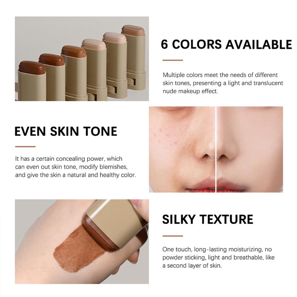 Foundation Stick Beauty Balm Serum Boosted Skin Tint, Solid Tinted Moisturizing Serum Contour Stick Foundation Face for Women, Hydrates, Buildable Medium-to-Full,Natural Finish Makeup (#06)