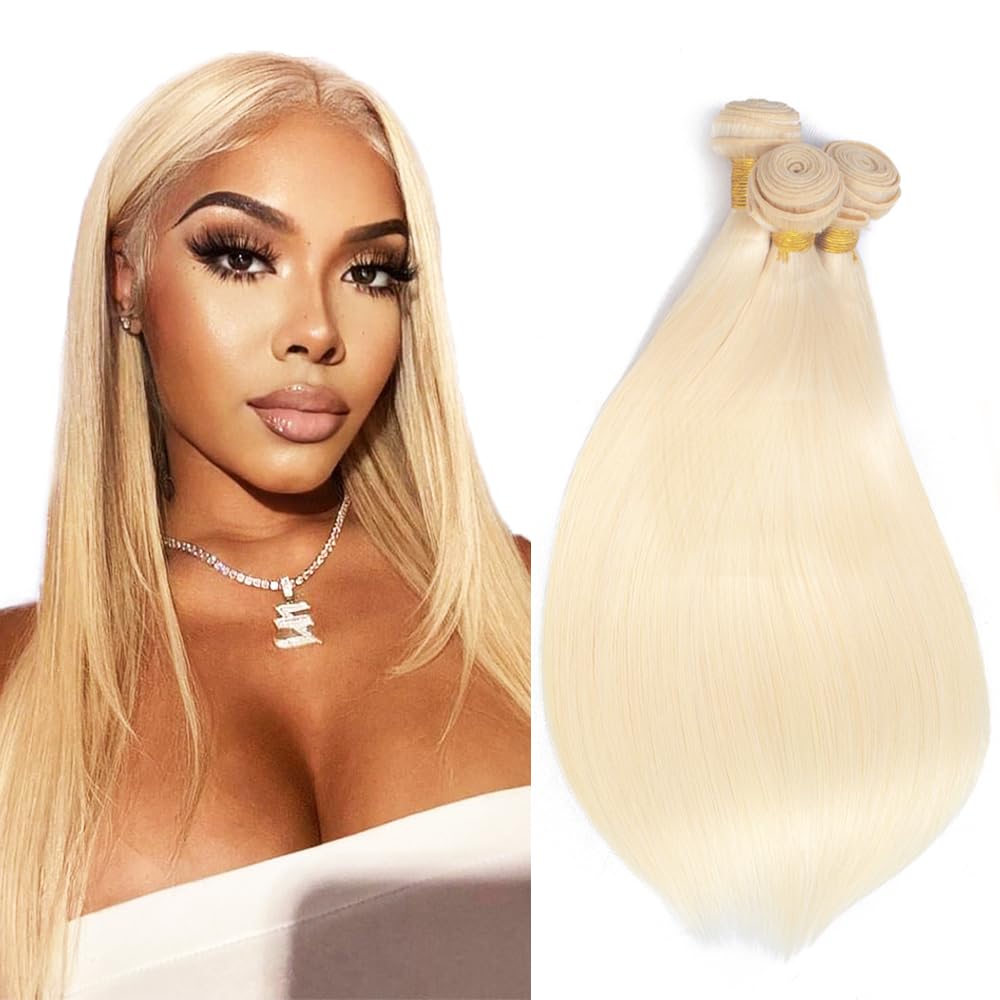 330g Blonde Bundles 613 Straight 3 Bundles Huma Hair 18 20 22 inch Double Weft Unprocessed Virgin 613 Blonde Bundle Human Hair Extensions