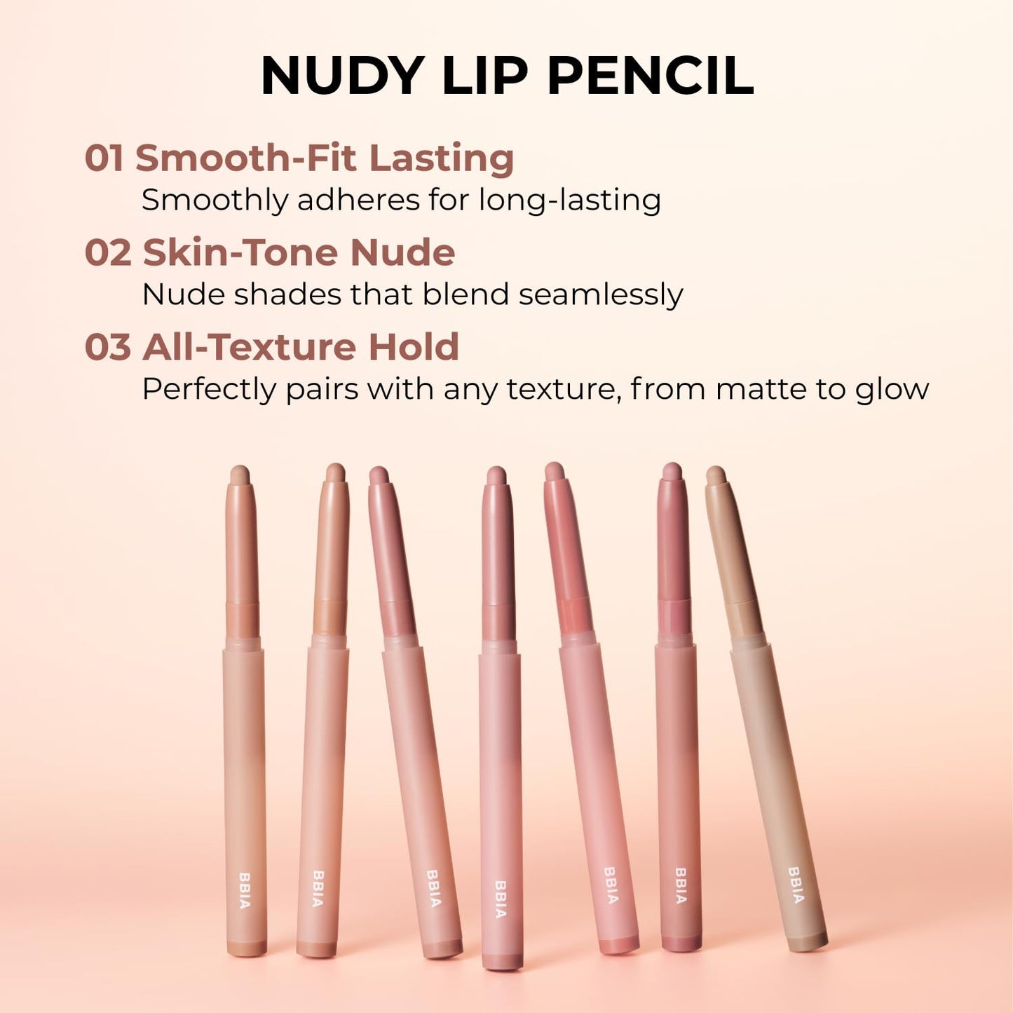 BBIA Nudy Lip Pencil - Natural Overlining & Contouring Lip Liner, Long-Lasting Smooth Velvet Finish, Multi-Use for Lip Base and Shaping, K-Beauty Precision Lip Definer Korean Makeup (05 NUDY FIG)