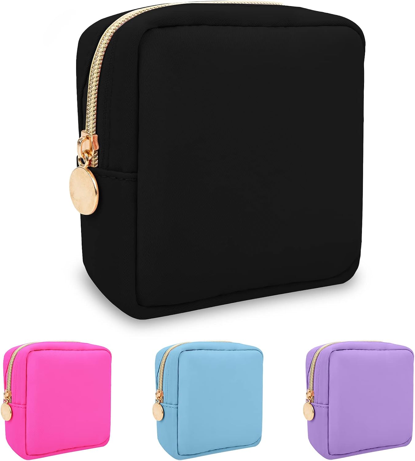 Floral Makeup Bag - Cute Pink Nylon Zipper Pouch for Travel | Waterproof Cosmetic Organizer for Women